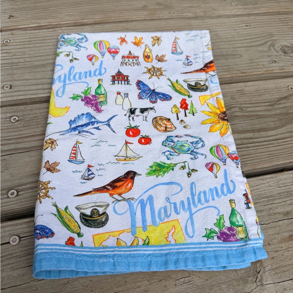 Maryland‎ State Souvenir Tea Towel • Colorful Cotton Kitchen Towel